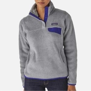 Patagonia Re-Tool Fleece 1/4 Snap-T Pullover Gray Harvest Moon Blue medium